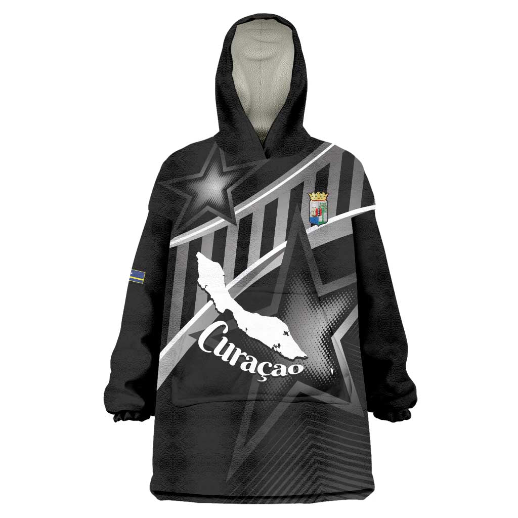 Custom Curacao Football Wearable Blanket Hoodie Go La Familia Azul Black Style - Wonder Print Shop