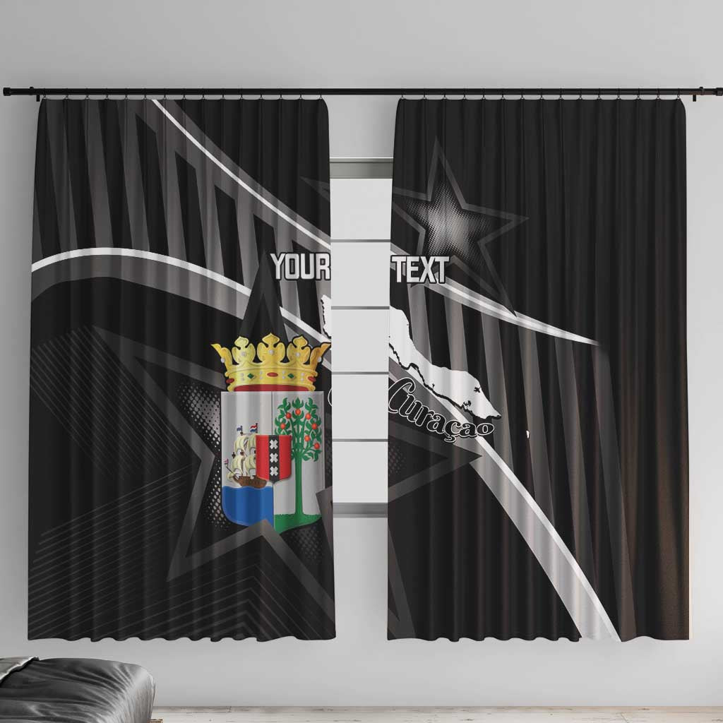 Custom Curacao Football Window Curtain Go La Familia Azul Black Style - Wonder Print Shop