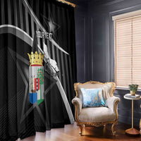 Custom Curacao Football Window Curtain Go La Familia Azul Black Style - Wonder Print Shop