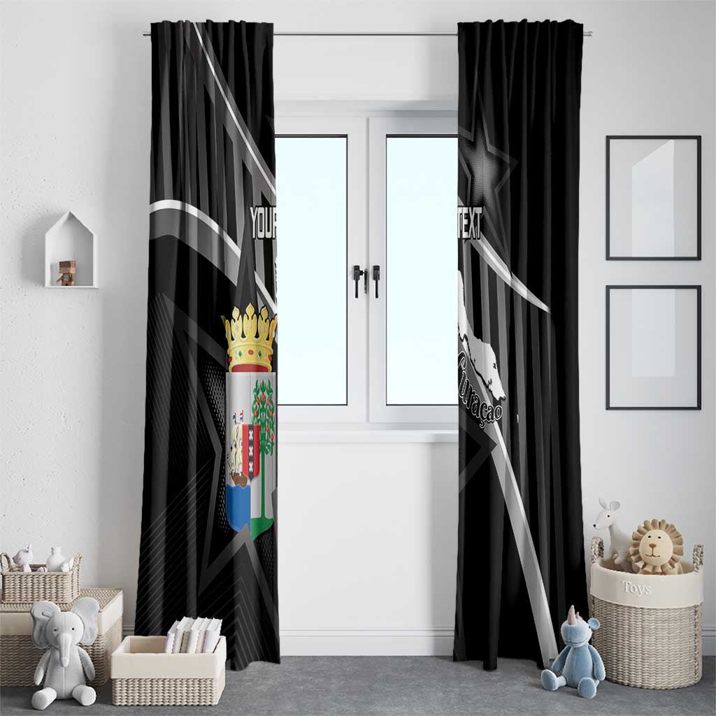 Custom Curacao Football Window Curtain Go La Familia Azul Black Style - Wonder Print Shop
