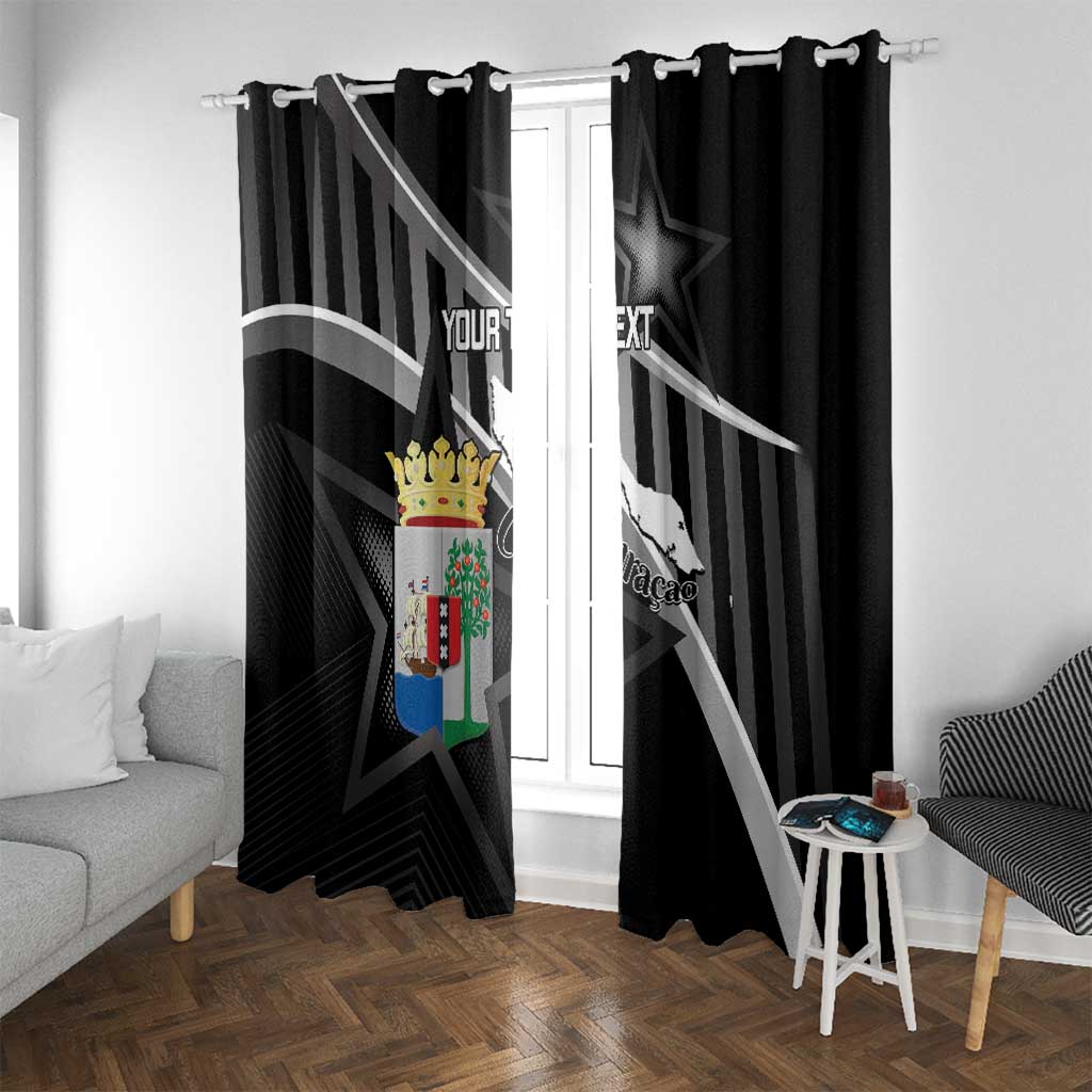 Custom Curacao Football Window Curtain Go La Familia Azul Black Style - Wonder Print Shop