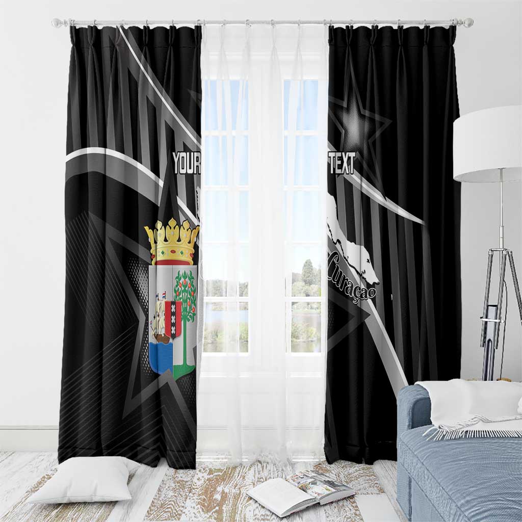 Custom Curacao Football Window Curtain Go La Familia Azul Black Style - Wonder Print Shop