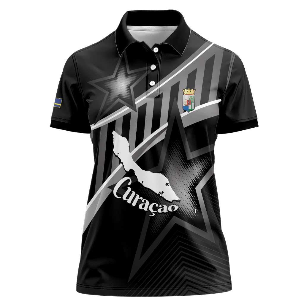 Custom Curacao Football Women Polo Shirt Go La Familia Azul Black Style - Wonder Print Shop