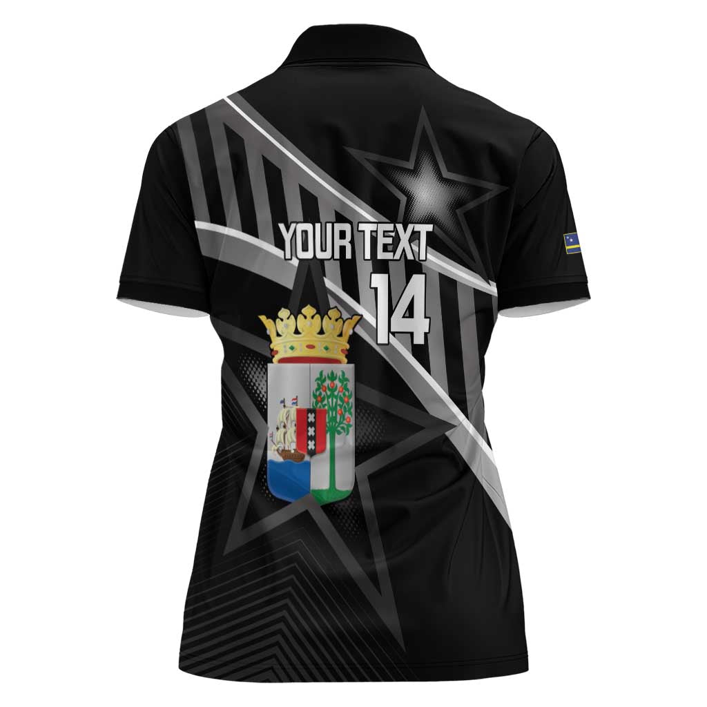 Custom Curacao Football Women Polo Shirt Go La Familia Azul Black Style - Wonder Print Shop