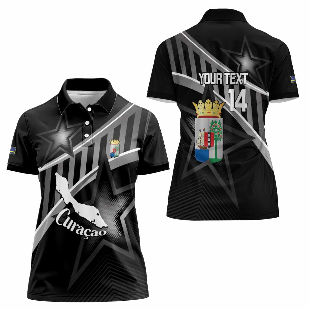 Custom Curacao Football Women Polo Shirt Go La Familia Azul Black Style - Wonder Print Shop