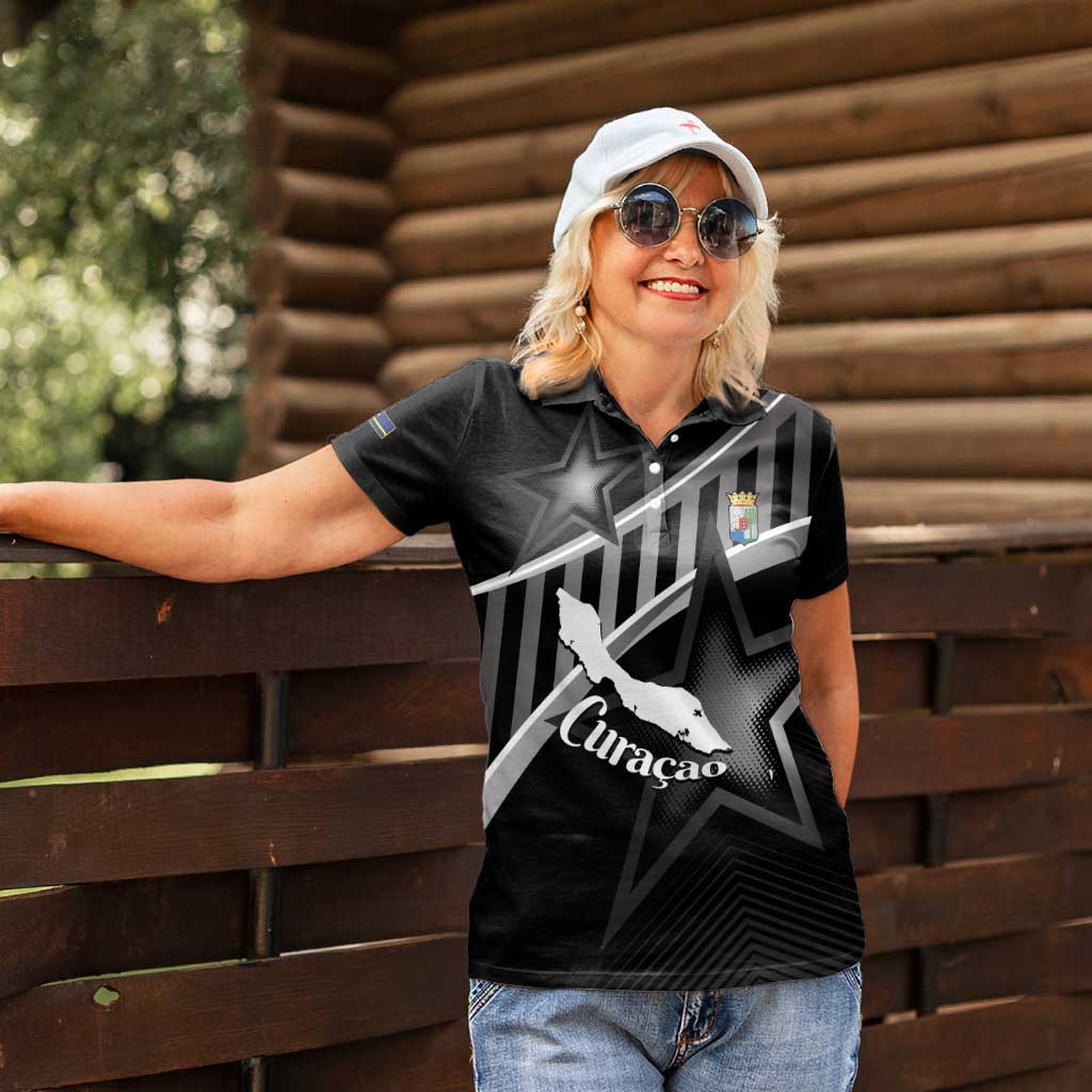 Custom Curacao Football Women Polo Shirt Go La Familia Azul Black Style - Wonder Print Shop