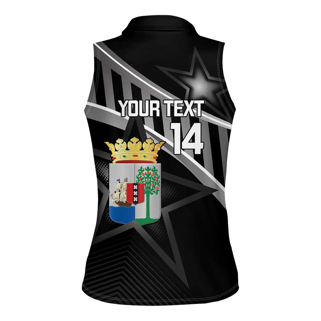 Custom Curacao Football Women Sleeveless Polo Shirt Go La Familia Azul Black Style - Wonder Print Shop