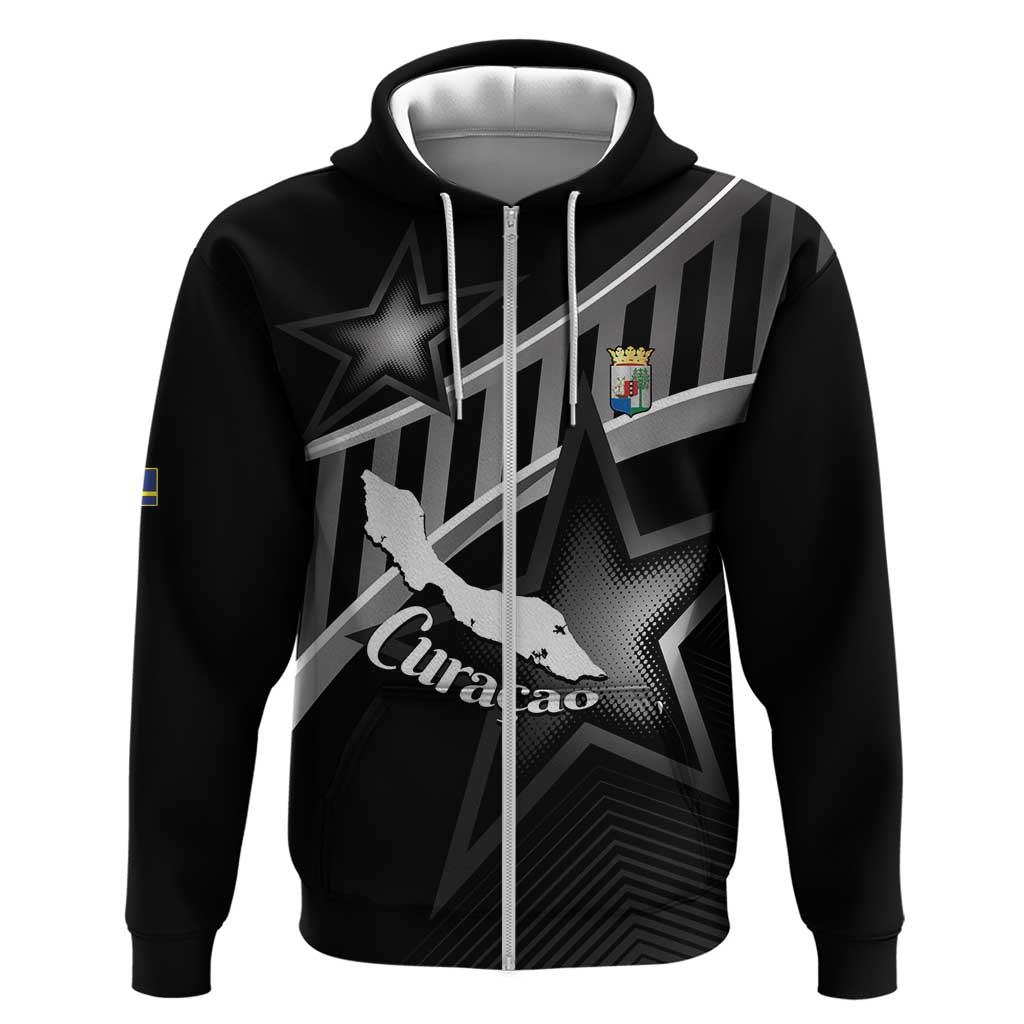 Custom Curacao Football Zip Hoodie Go La Familia Azul Black Style - Wonder Print Shop