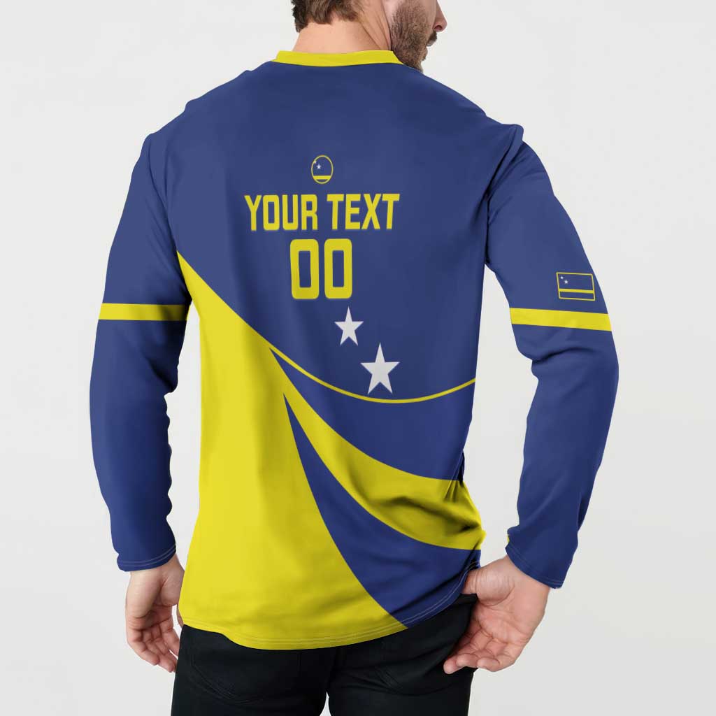 Custom Baseball Curacao Button Sweatshirt Go Champions Korsou Curve Vibes - Wonder Print Shop