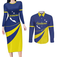 Custom Baseball Curacao Couples Matching Long Sleeve Bodycon Dress and Long Sleeve Button Shirt Go Champions Korsou Curve Vibes - Wonder Print Shop