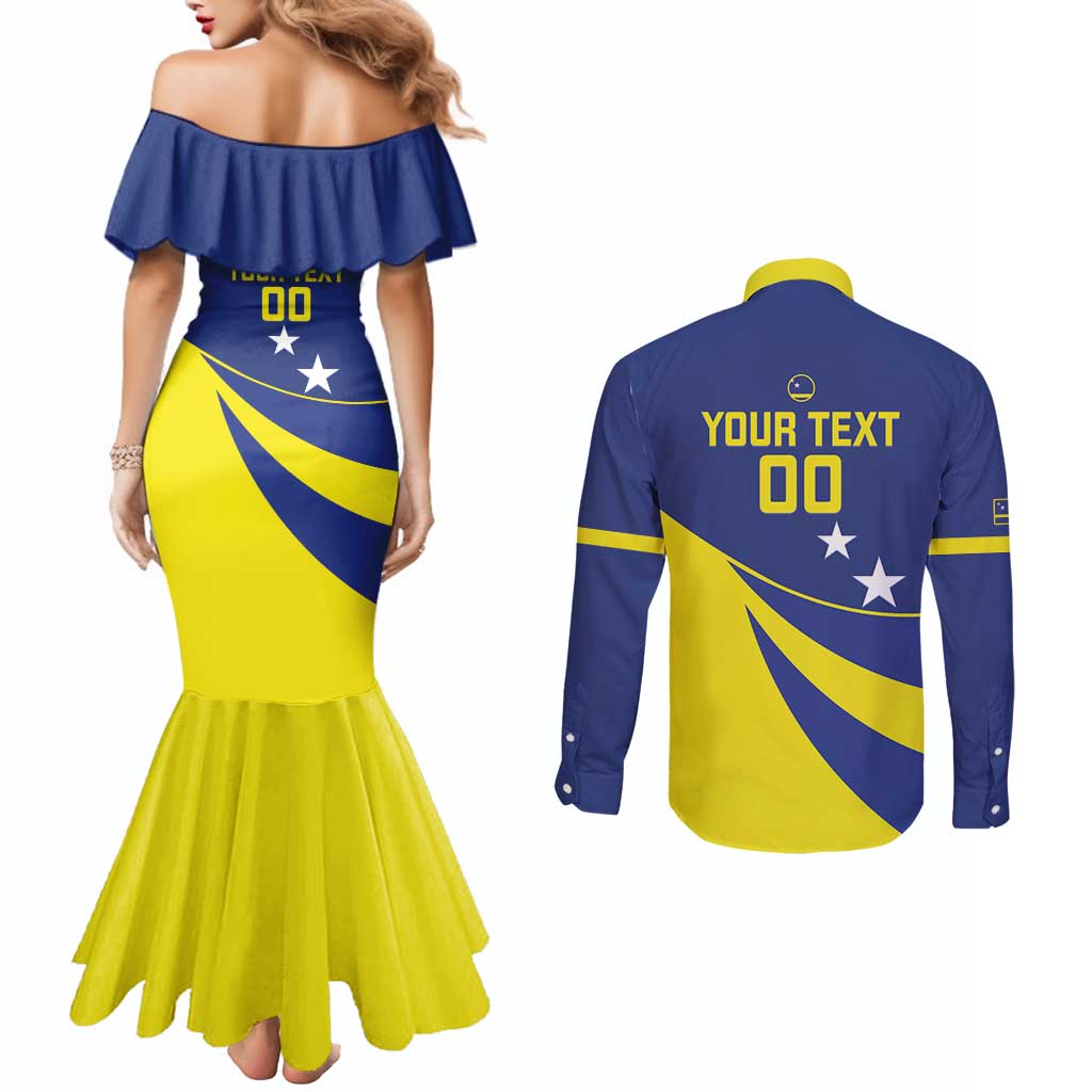 Custom Baseball Curacao Couples Matching Mermaid Dress and Long Sleeve Button Shirt Go Champions Korsou Curve Vibes - Wonder Print Shop