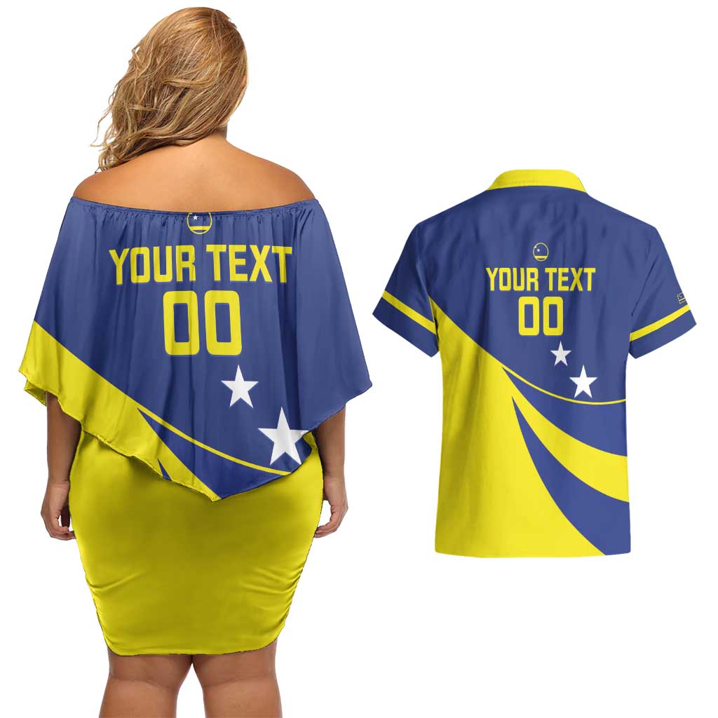 Custom Baseball Curacao Couples Matching Off Shoulder Short Dress and Hawaiian Shirt Go Champions Korsou Curve Vibes - Wonder Print Shop