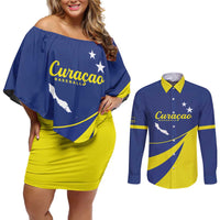 Custom Baseball Curacao Couples Matching Off Shoulder Short Dress and Long Sleeve Button Shirt Go Champions Korsou Curve Vibes - Wonder Print Shop