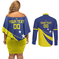 Custom Baseball Curacao Couples Matching Off Shoulder Short Dress and Long Sleeve Button Shirt Go Champions Korsou Curve Vibes - Wonder Print Shop