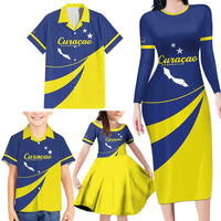 Custom Baseball Curacao Family Matching Long Sleeve Bodycon Dress and Hawaiian Shirt Go Champions Korsou Curve Vibes - Wonder Print Shop