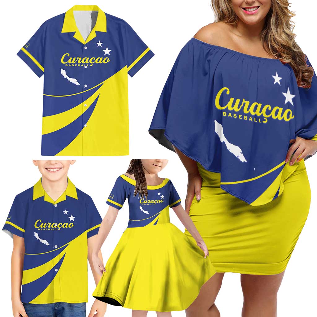 Custom Baseball Curacao Family Matching Off Shoulder Short Dress and Hawaiian Shirt Go Champions Korsou Curve Vibes - Wonder Print Shop