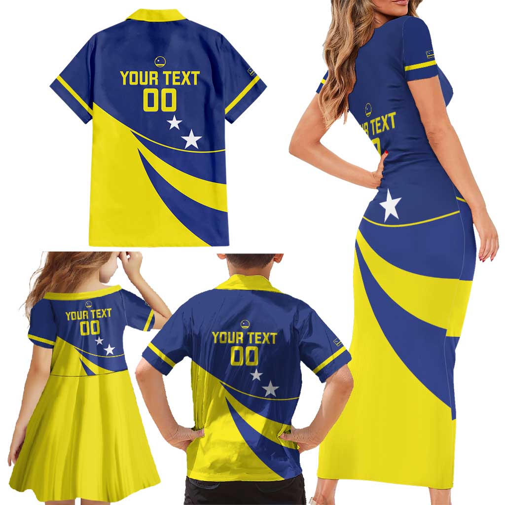 Custom Baseball Curacao Family Matching Short Sleeve Bodycon Dress and Hawaiian Shirt Go Champions Korsou Curve Vibes - Wonder Print Shop