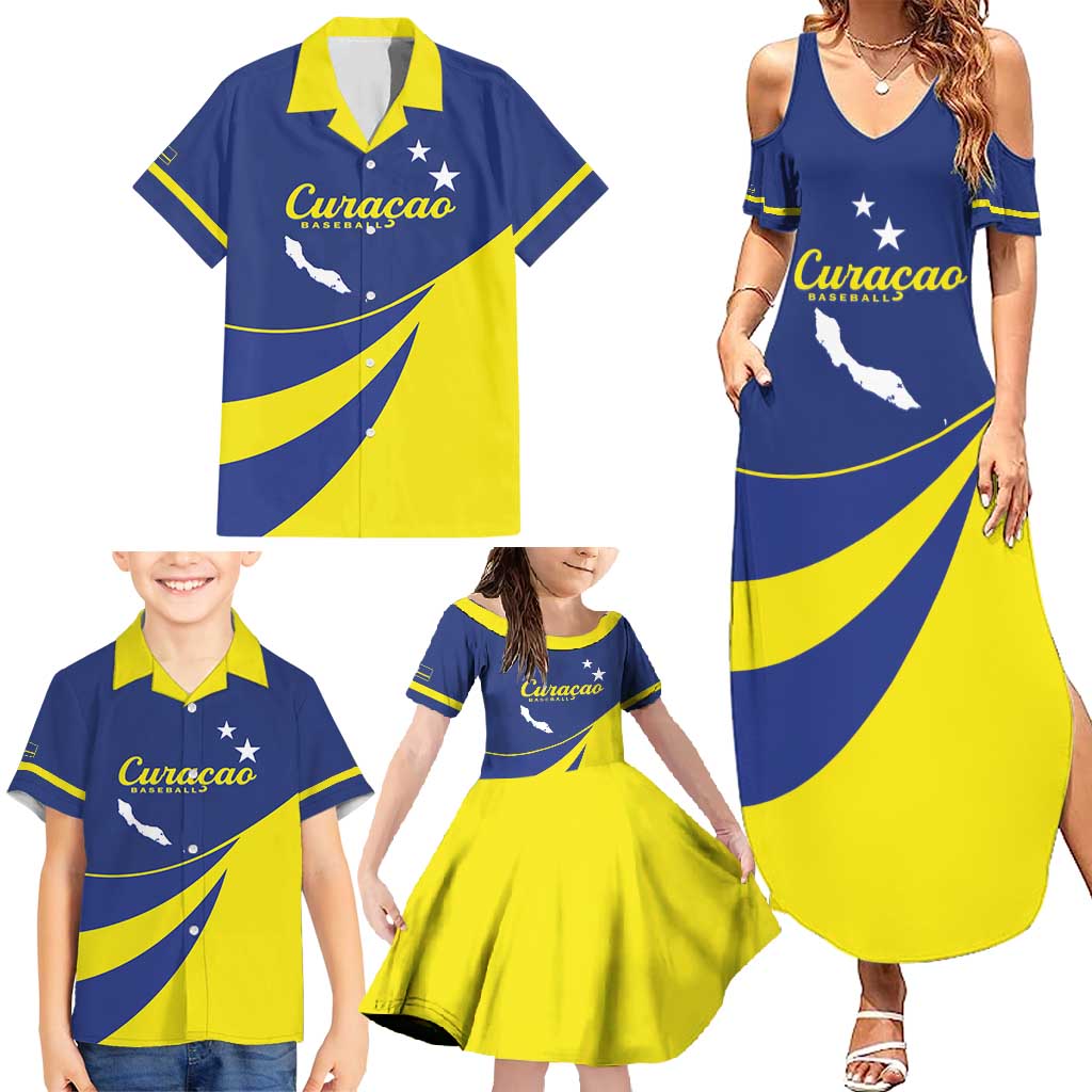 Custom Baseball Curacao Family Matching Summer Maxi Dress and Hawaiian Shirt Go Champions Korsou Curve Vibes - Wonder Print Shop