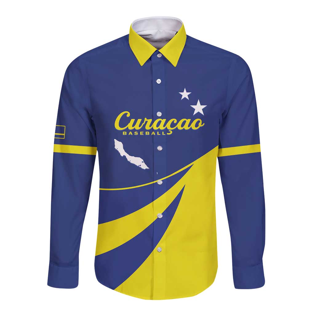Custom Baseball Curacao Long Sleeve Button Shirt Go Champions Korsou Curve Vibes - Wonder Print Shop