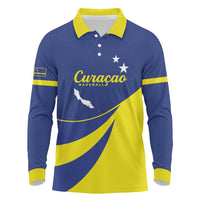 Custom Baseball Curacao Long Sleeve Polo Shirt Go Champions Korsou Curve Vibes - Wonder Print Shop