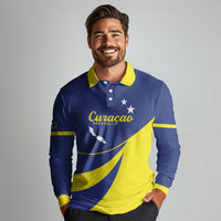 Custom Baseball Curacao Long Sleeve Polo Shirt Go Champions Korsou Curve Vibes - Wonder Print Shop