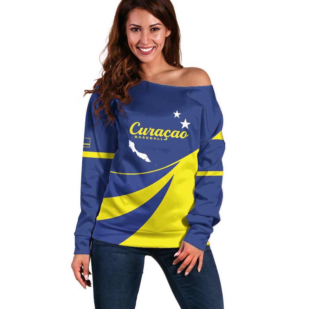 Custom Baseball Curacao Off Shoulder Sweater Go Champions Korsou Curve Vibes - Wonder Print Shop