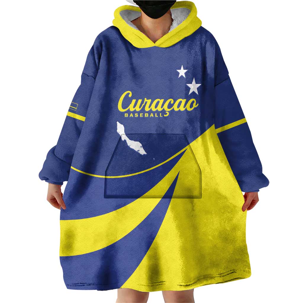 Custom Baseball Curacao Wearable Blanket Hoodie Go Champions Korsou Curve Vibes - Wonder Print Shop