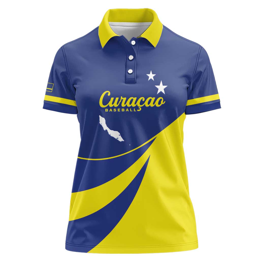 Custom Baseball Curacao Women Polo Shirt Go Champions Korsou Curve Vibes - Wonder Print Shop