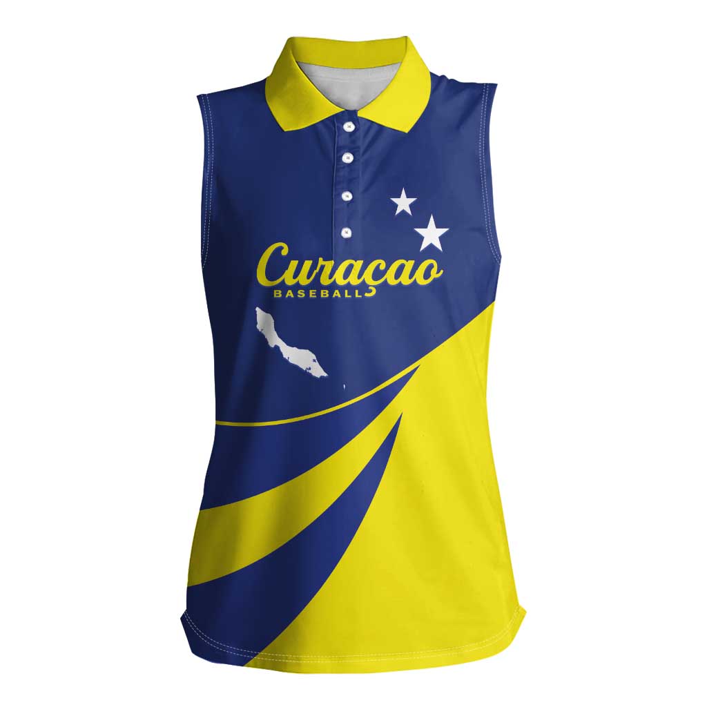 Custom Baseball Curacao Women Sleeveless Polo Shirt Go Champions Korsou Curve Vibes - Wonder Print Shop
