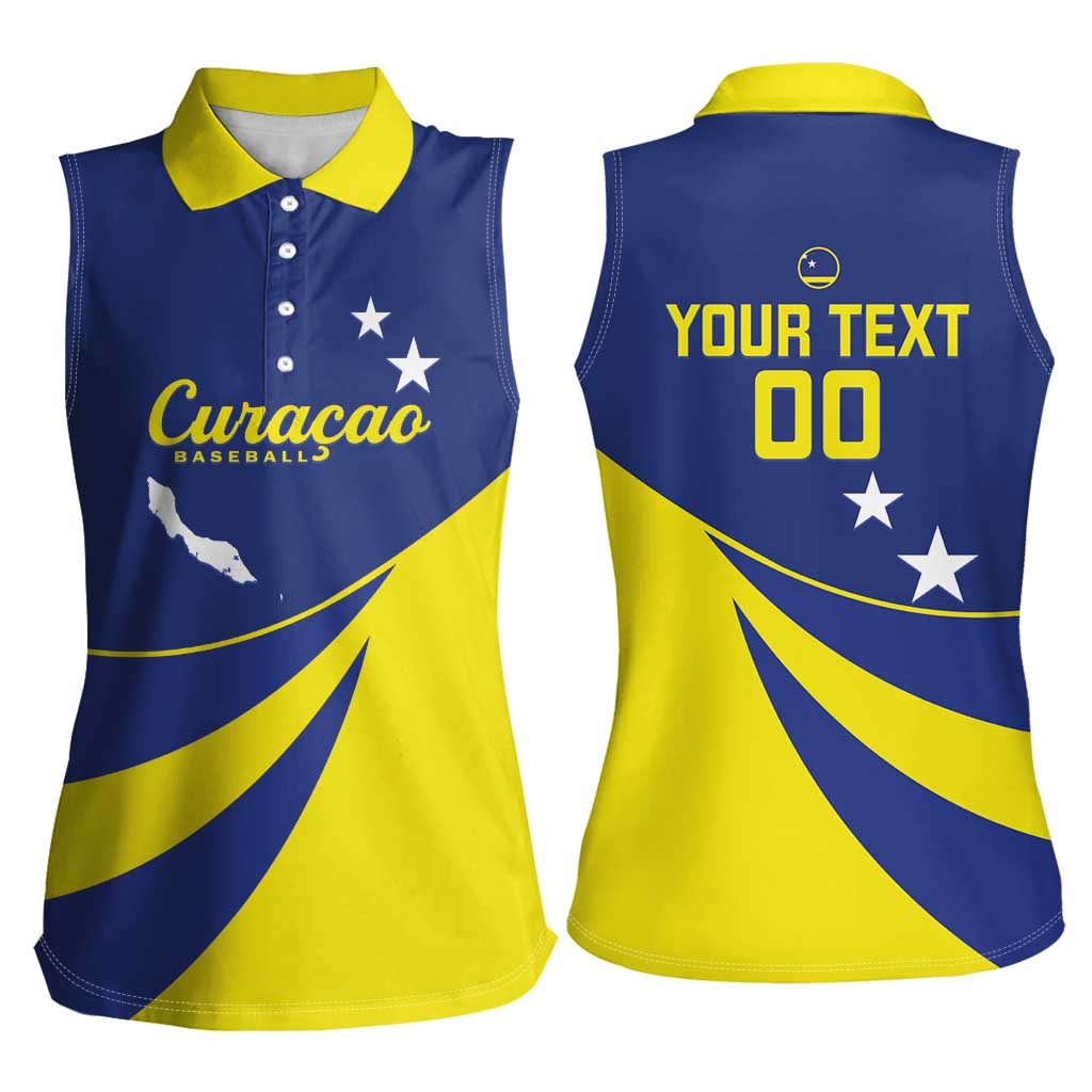 Custom Baseball Curacao Women Sleeveless Polo Shirt Go Champions Korsou Curve Vibes - Wonder Print Shop