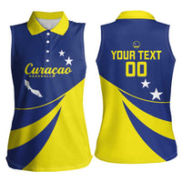 Custom Baseball Curacao Women Sleeveless Polo Shirt Go Champions Korsou Curve Vibes - Wonder Print Shop