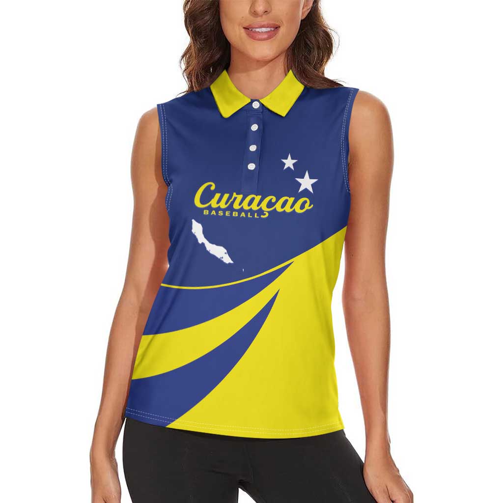 Custom Baseball Curacao Women Sleeveless Polo Shirt Go Champions Korsou Curve Vibes - Wonder Print Shop