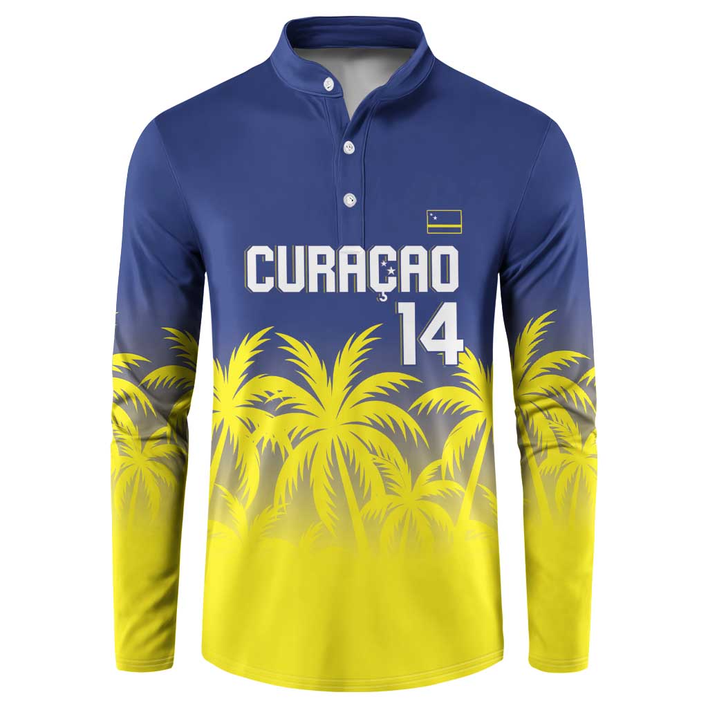 Custom Baseball Curacao Button Sweatshirt 2025 Korsou de Palmbomen - Wonder Print Shop