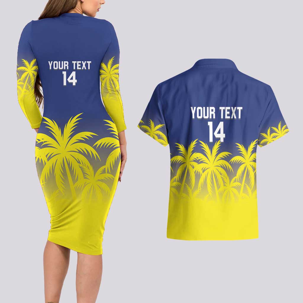 Custom Baseball Curacao Couples Matching Long Sleeve Bodycon Dress and Hawaiian Shirt 2025 Korsou de Palmbomen - Wonder Print Shop