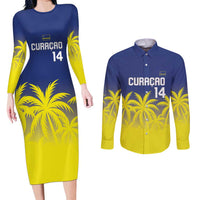 Custom Baseball Curacao Couples Matching Long Sleeve Bodycon Dress and Long Sleeve Button Shirt 2025 Korsou de Palmbomen - Wonder Print Shop