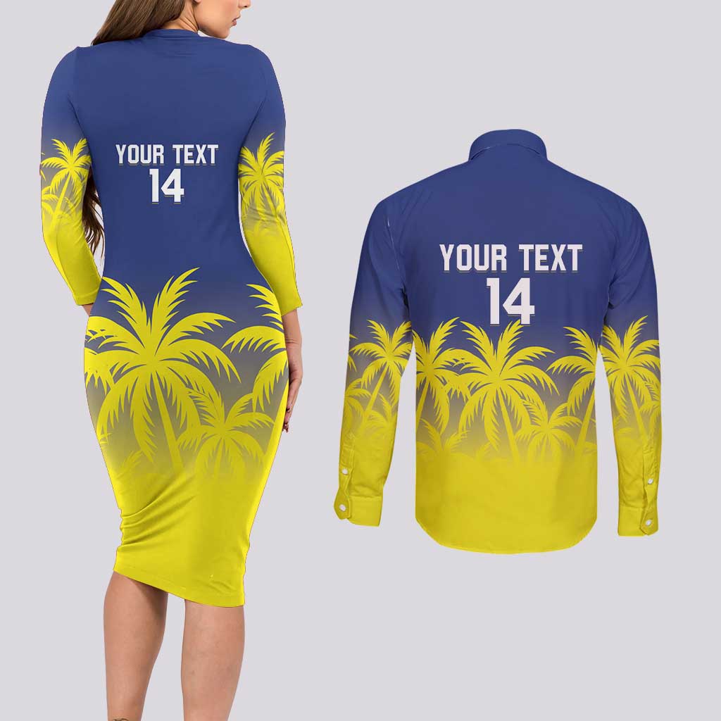 Custom Baseball Curacao Couples Matching Long Sleeve Bodycon Dress and Long Sleeve Button Shirt 2025 Korsou de Palmbomen - Wonder Print Shop