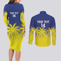 Custom Baseball Curacao Couples Matching Long Sleeve Bodycon Dress and Long Sleeve Button Shirt 2025 Korsou de Palmbomen - Wonder Print Shop