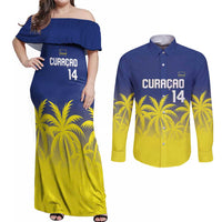Custom Baseball Curacao Couples Matching Off Shoulder Maxi Dress and Long Sleeve Button Shirt 2025 Korsou de Palmbomen - Wonder Print Shop