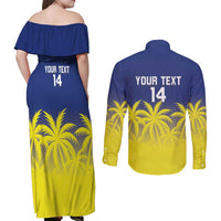Custom Baseball Curacao Couples Matching Off Shoulder Maxi Dress and Long Sleeve Button Shirt 2025 Korsou de Palmbomen - Wonder Print Shop