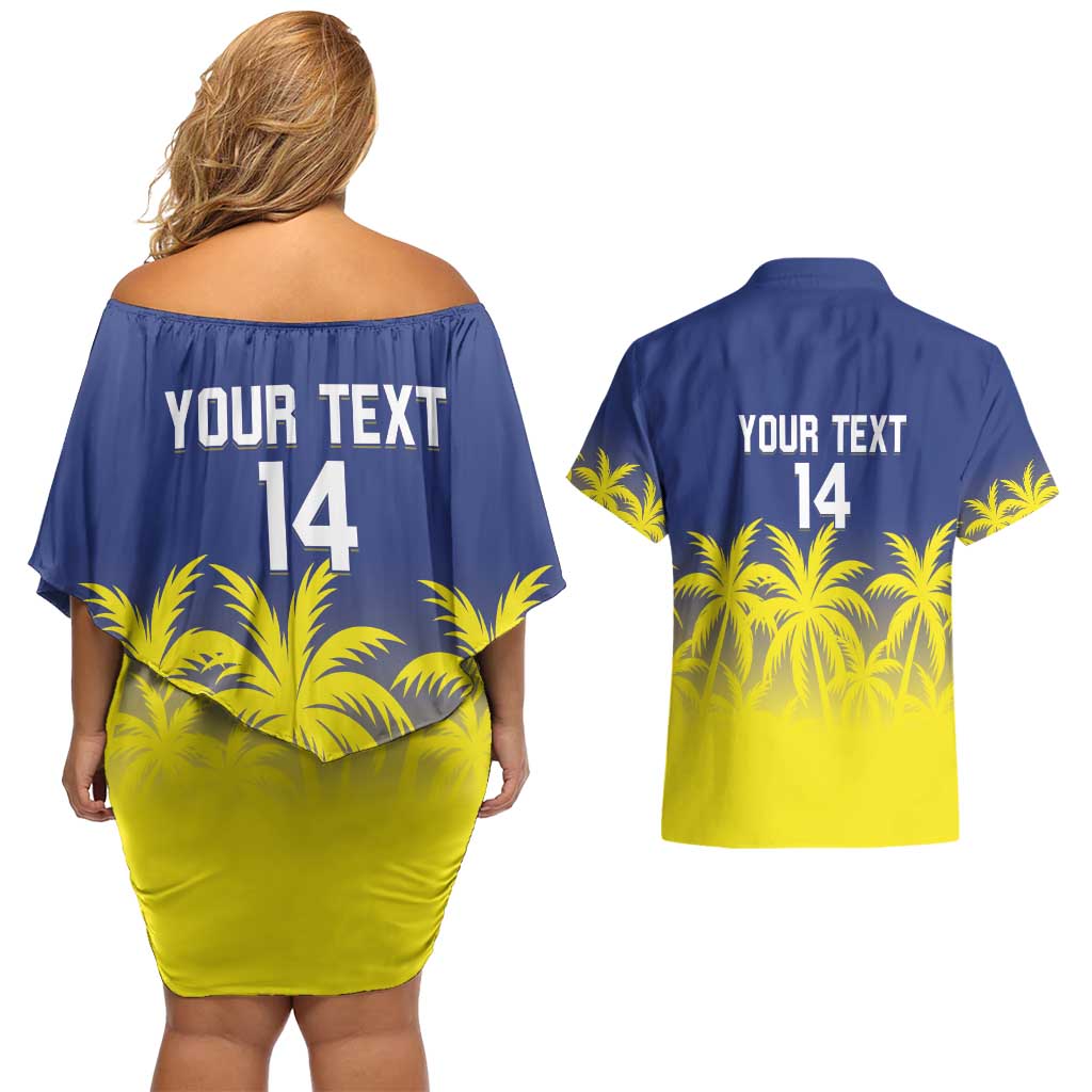Custom Baseball Curacao Couples Matching Off Shoulder Short Dress and Hawaiian Shirt 2025 Korsou de Palmbomen - Wonder Print Shop