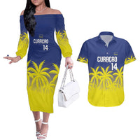 Custom Baseball Curacao Couples Matching Off The Shoulder Long Sleeve Dress and Hawaiian Shirt 2025 Korsou de Palmbomen - Wonder Print Shop