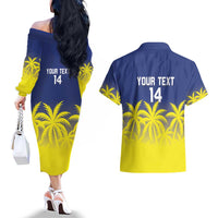 Custom Baseball Curacao Couples Matching Off The Shoulder Long Sleeve Dress and Hawaiian Shirt 2025 Korsou de Palmbomen - Wonder Print Shop