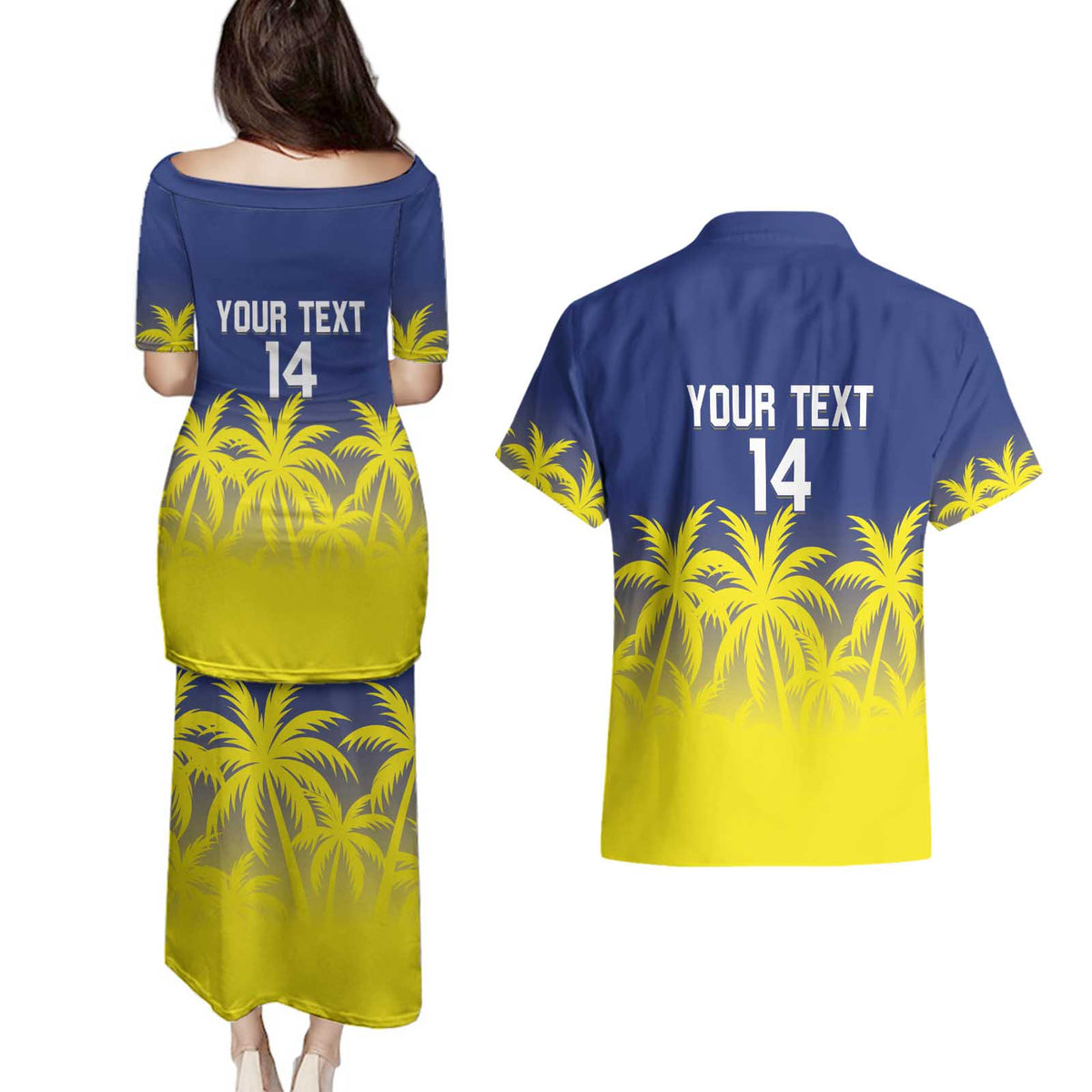 Custom Baseball Curacao Couples Matching Puletasi and Hawaiian Shirt 2025 Korsou de Palmbomen - Wonder Print Shop