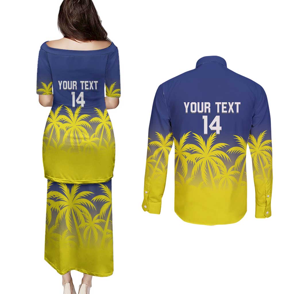 Custom Baseball Curacao Couples Matching Puletasi and Long Sleeve Button Shirt 2025 Korsou de Palmbomen - Wonder Print Shop