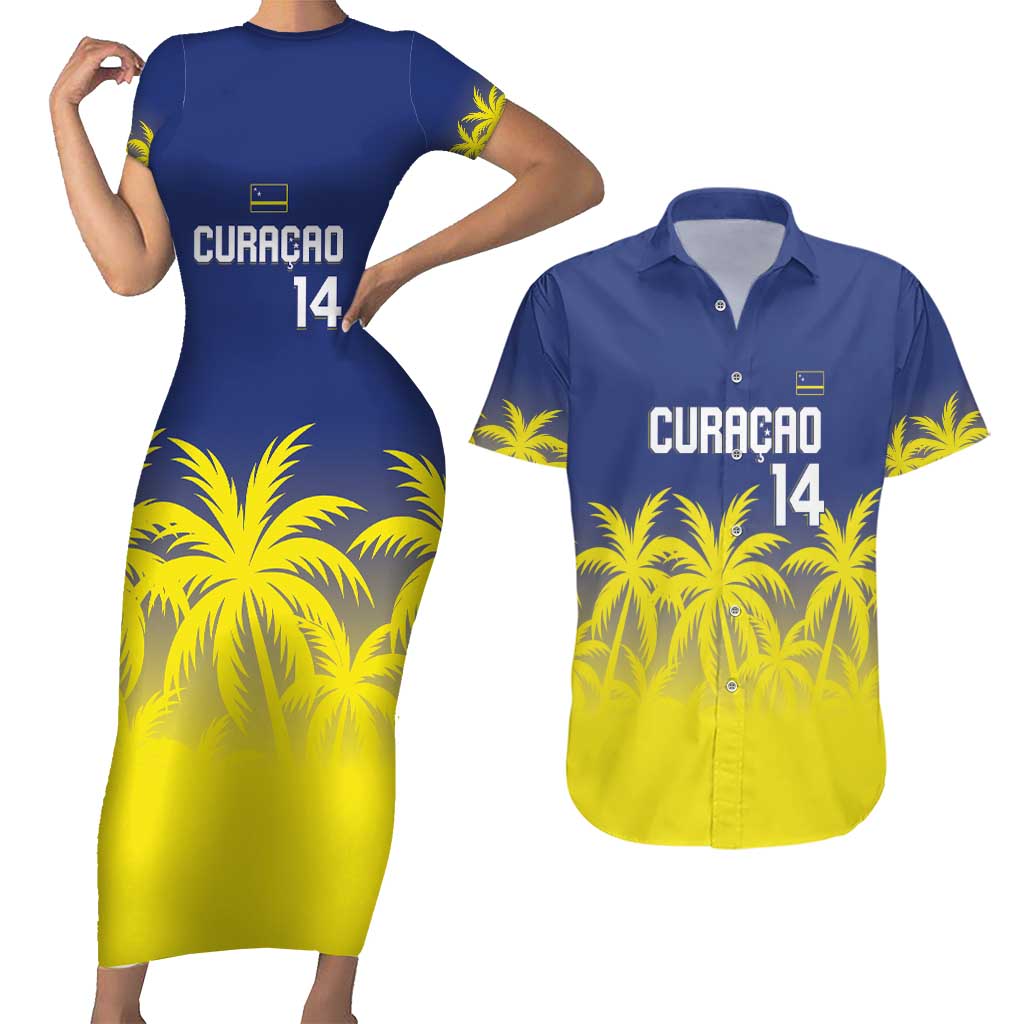 Custom Baseball Curacao Couples Matching Short Sleeve Bodycon Dress and Hawaiian Shirt 2025 Korsou de Palmbomen - Wonder Print Shop