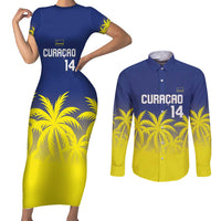 Custom Baseball Curacao Couples Matching Short Sleeve Bodycon Dress and Long Sleeve Button Shirt 2025 Korsou de Palmbomen - Wonder Print Shop