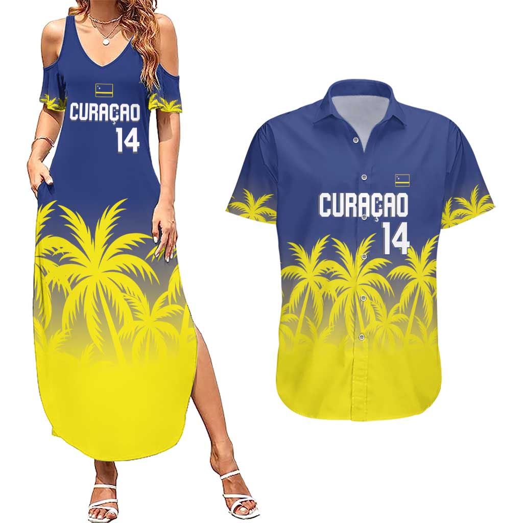 Custom Baseball Curacao Couples Matching Summer Maxi Dress and Hawaiian Shirt 2025 Korsou de Palmbomen - Wonder Print Shop