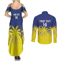 Custom Baseball Curacao Couples Matching Summer Maxi Dress and Long Sleeve Button Shirt 2025 Korsou de Palmbomen - Wonder Print Shop