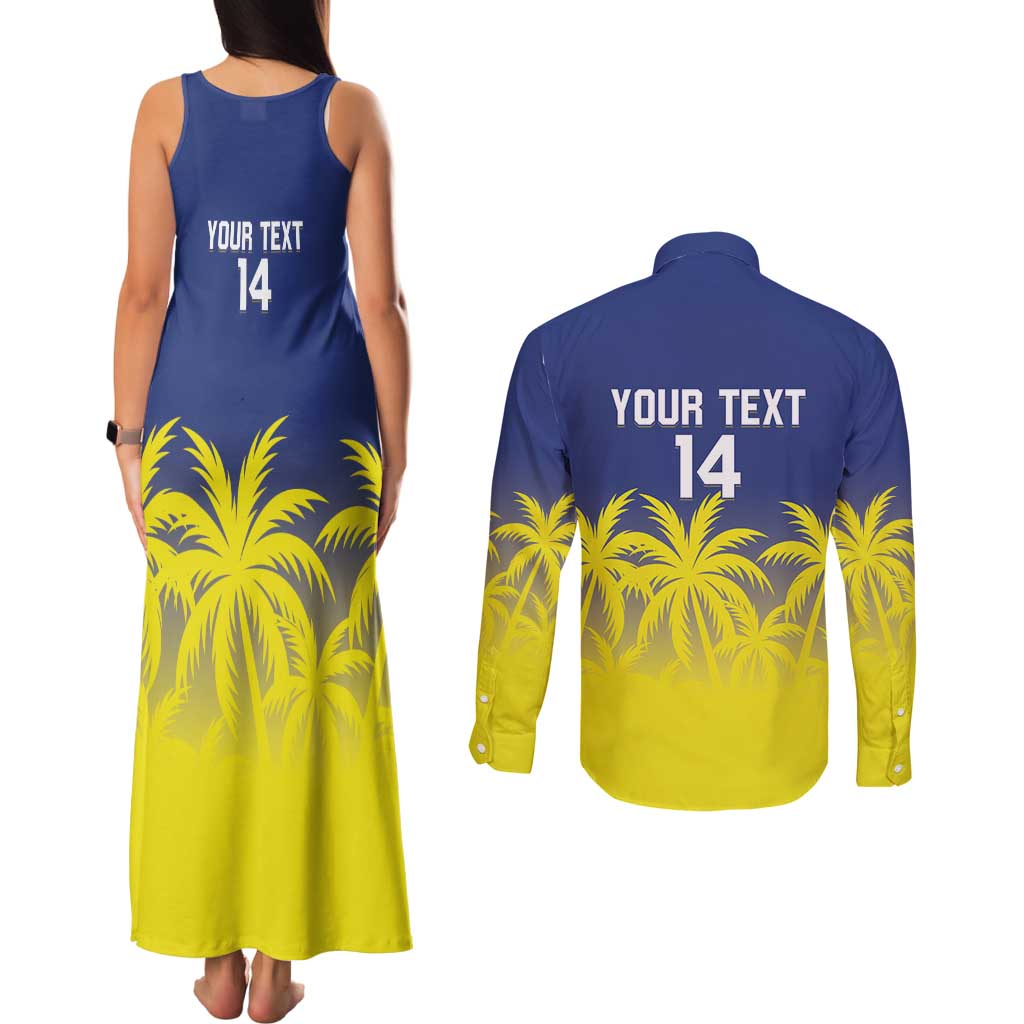Custom Baseball Curacao Couples Matching Tank Maxi Dress and Long Sleeve Button Shirt 2025 Korsou de Palmbomen - Wonder Print Shop
