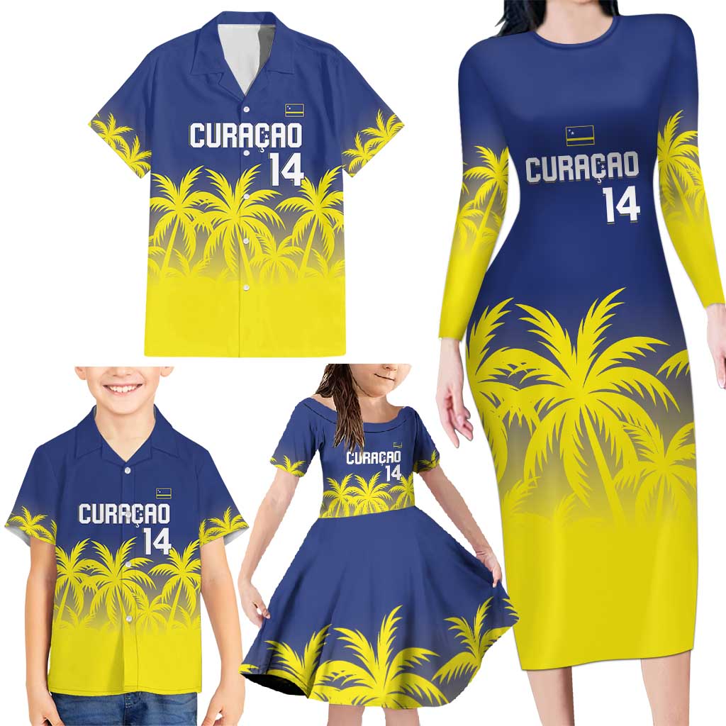 Custom Baseball Curacao Family Matching Long Sleeve Bodycon Dress and Hawaiian Shirt 2025 Korsou de Palmbomen - Wonder Print Shop